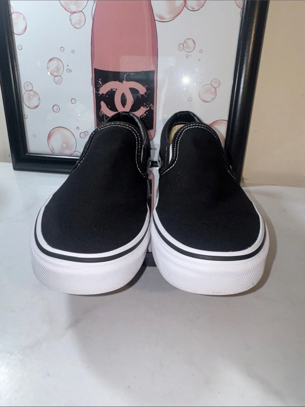 Vans Classic Unisex Black & White Slip-On Sneakers - Size 7 Men’s/ 8.5 Women’s